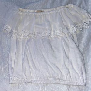 women’s white embellished short sleeve top